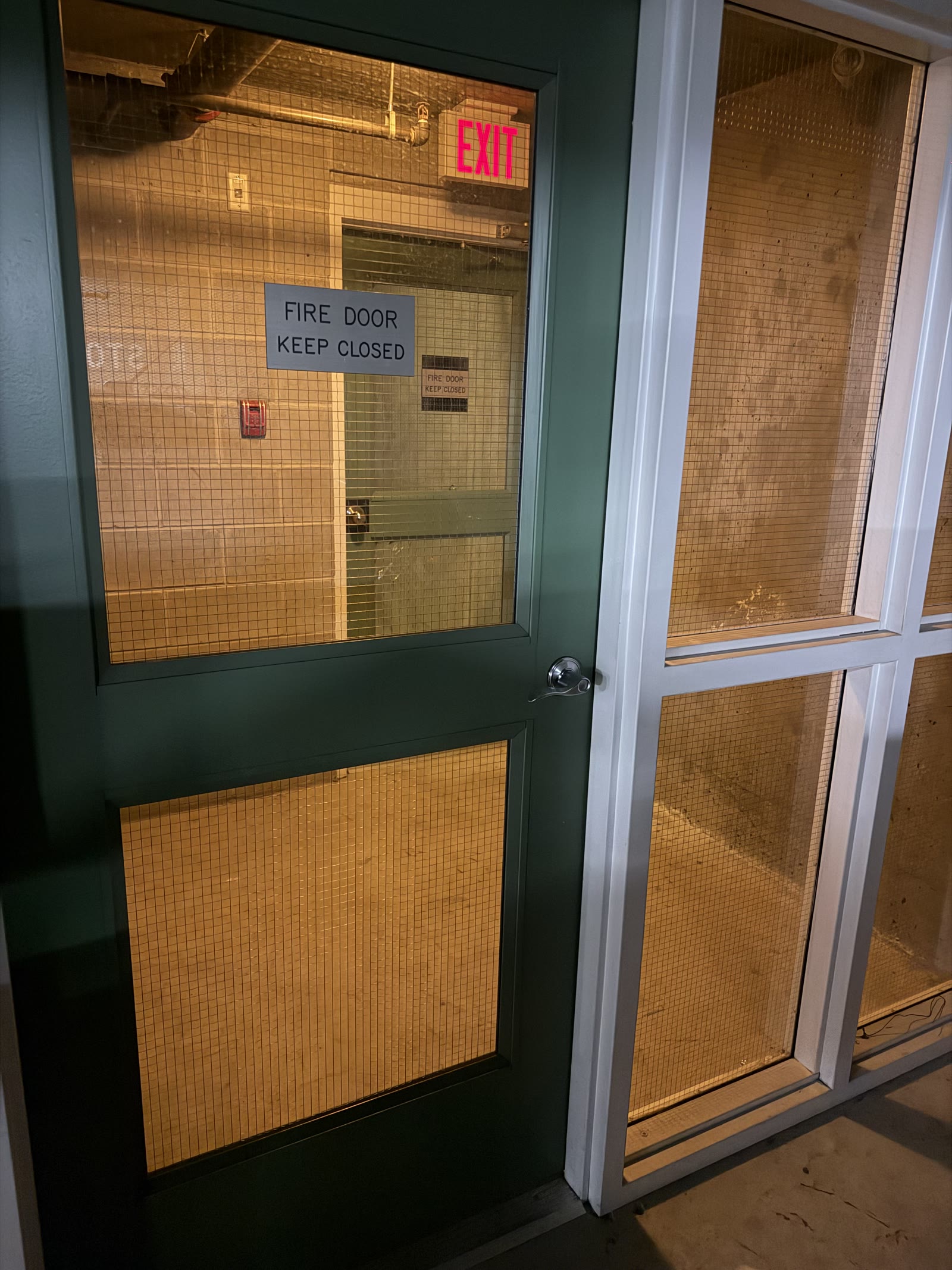 Building door area before security reinforcement