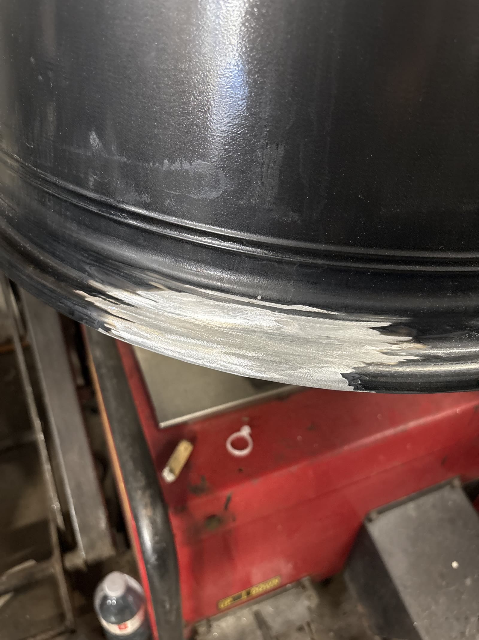 Wheel rim after welding repair, finished lip